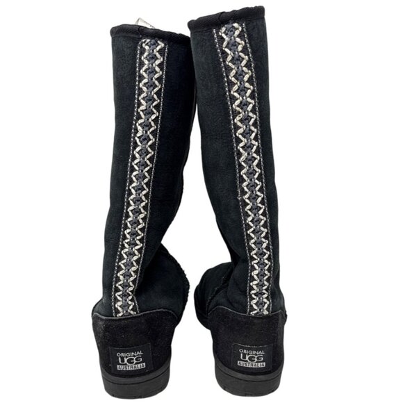 Ugg Original Black Tall Boots with Sheepskin Lining & Braided Back Detail - men' - Picture 4 of 6